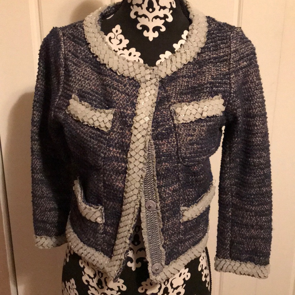 Anthropology S beaded lined blazer